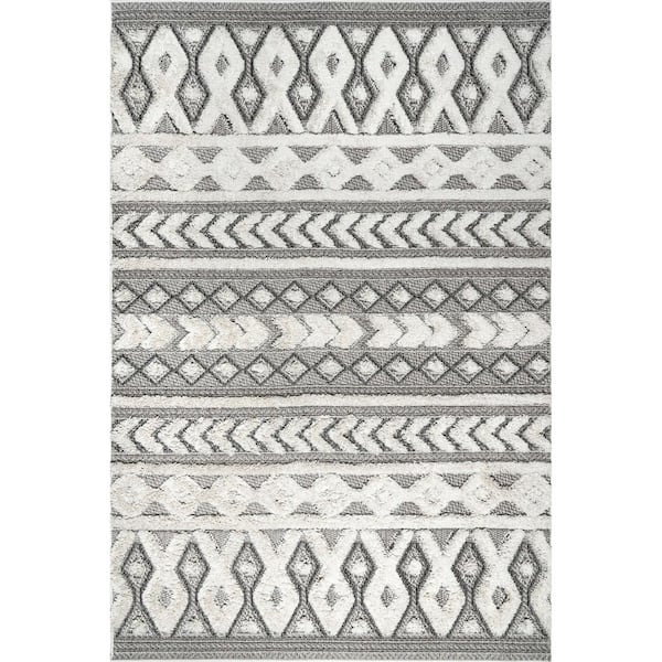 Rebecca High Low Textured Shaggy Gray 4 ft. x 6 ft. Area Rug