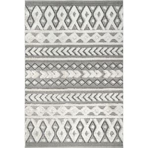 Rebecca High Low Textured Shaggy Gray 5 ft. 3 in. x 7 ft. 6 in. Area Rug