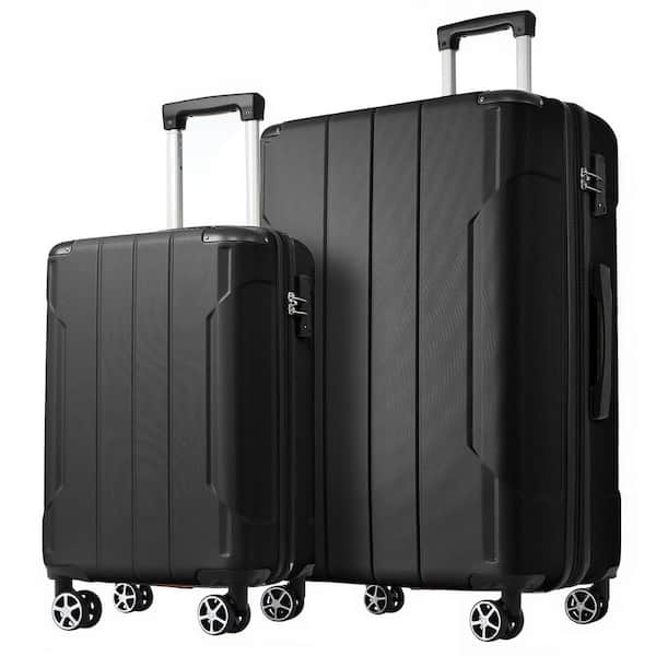 Merax Lightweight 2-Piece Black Expandable (Only 28 in.) ABS Hardshell Spinner 20 in., 28 in., Luggage Set with Double Wheels