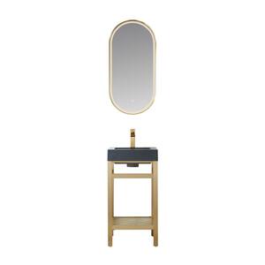 Ablitas 18 in. W x 18 in. D x 34 in. H Single Sink Bath Vanity in Brushed Gold with Black Composite Stone Top and Mirror