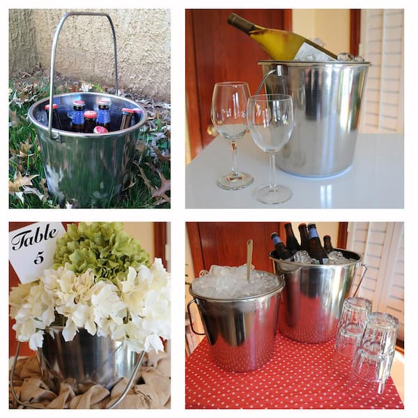 2 Qt. Stainless Steel Bucket with Stainless Steel Handle (6-Pack)