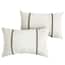 Sorra Home Sunbrella Ivory with Taupe Rectangular Outdoor Knife Edge Lumbar Pillows (2-Pack)