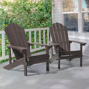 Coffee HIPS Plastic Weather Resistant Adirondack Chair for Outdoors (2-Pack)