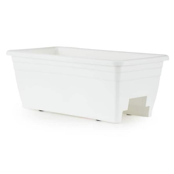THE HC COMPANIES Heavy-duty 24 in. W Plastic Akro Deck Rail Box Planter, White with Plugs