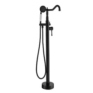 Single-Handle Floor Mounted Claw Foot Freestanding Tub Faucet in Oil Rubbed Bronze