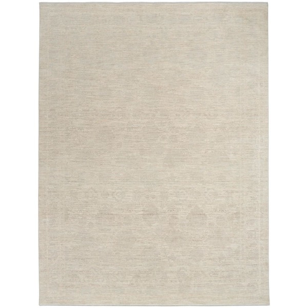 Outlines Ivory Grey 9 ft. x 12 ft. Medallion Traditional Area Rug