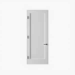 18 In. x 96 In.Left-Handed Solid Core Primed White Composite Single Pre-hung Interior Door Matte Black Hinges
