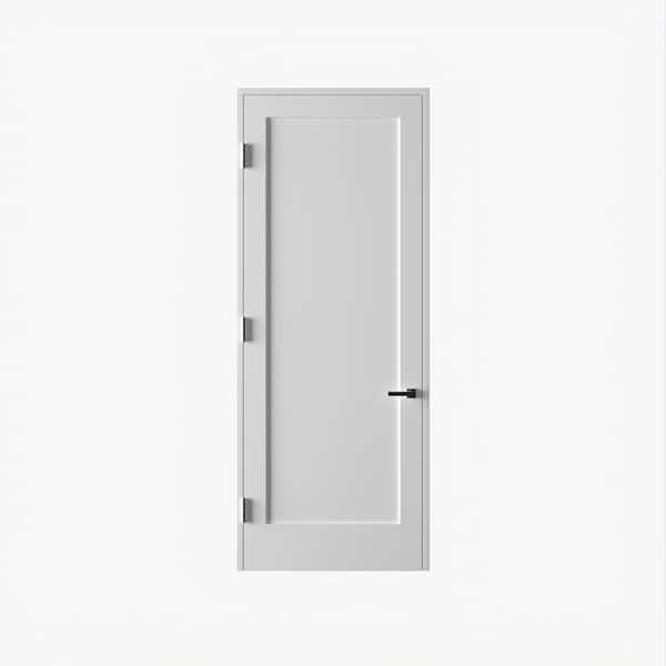 RESO 22 In. x 96 In.Left-Handed Solid Core Primed White Composite Single Pre-hung Interior Door Matte Black Hinges