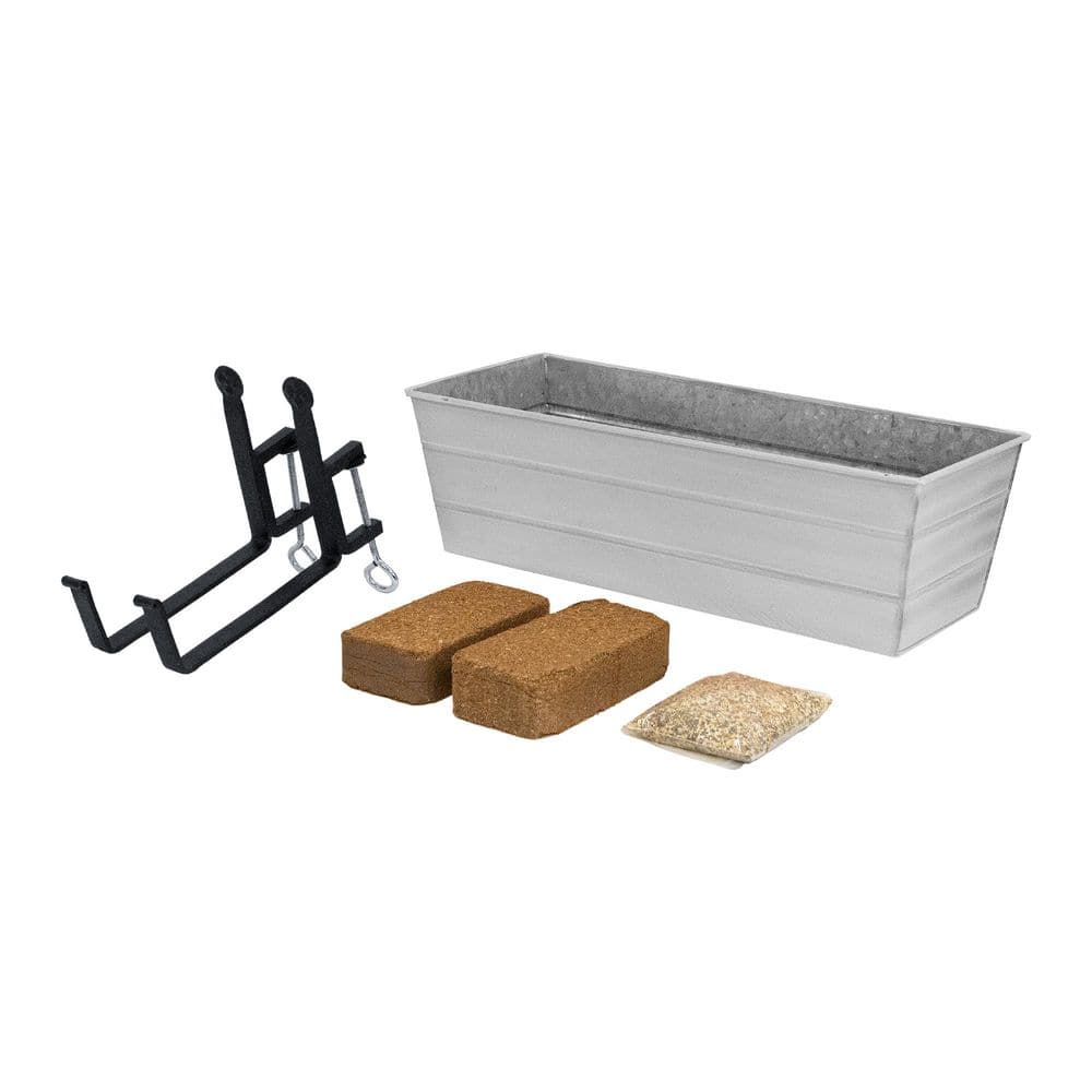"24"" W Medium Cape Cod White Galvanizedl/Wrought Iron Indoor Oudoor Bloom Box Garden Growing Kit With Clamp-On Brackets" price history on PriceWatchPro