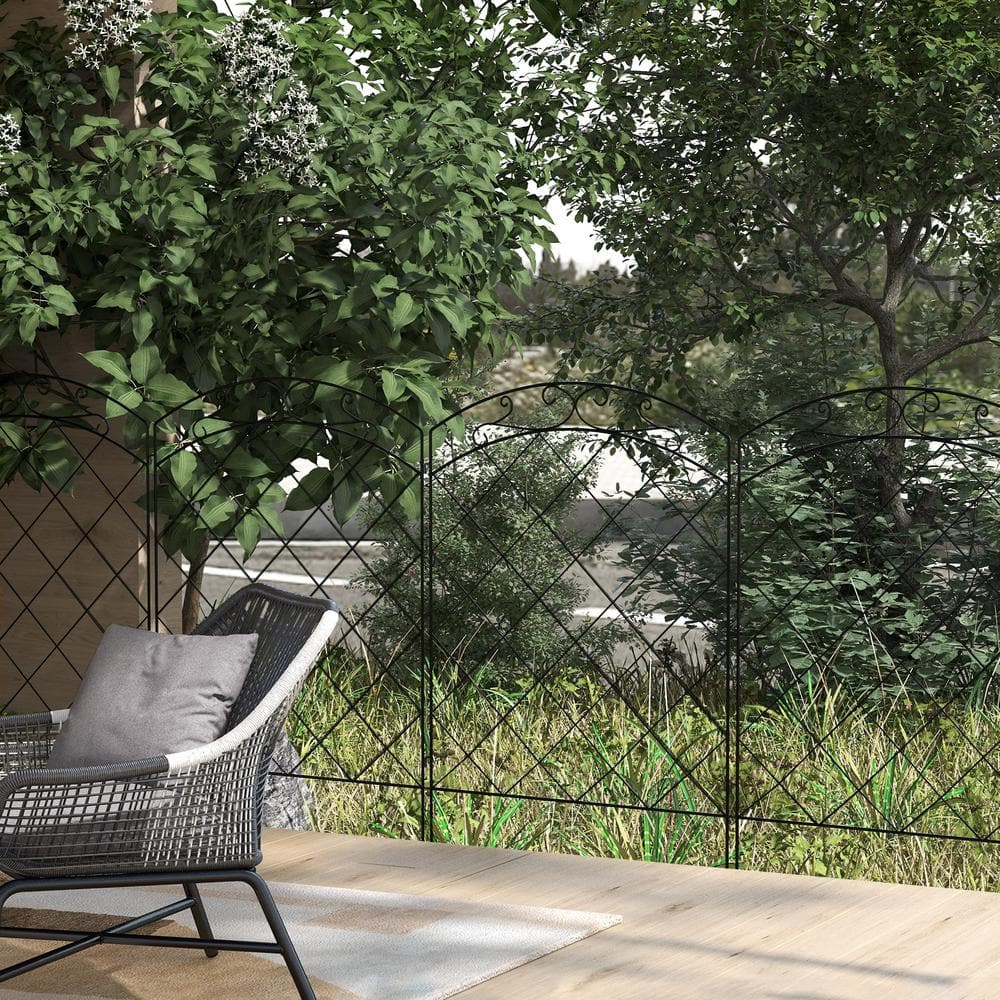 11.4' Black Steel Garden Fence Decorative Border