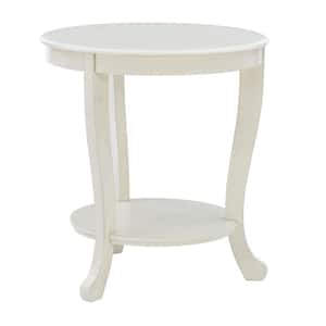 Whither White Wood 22" Round x 24"H Side Table with Shelf