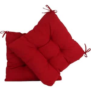 20 in. x 20 in. Square Outdoor Seat Cushion Tufted Patio Furniture Chair Pads with Thick Form Filled Red (2-Pack)
