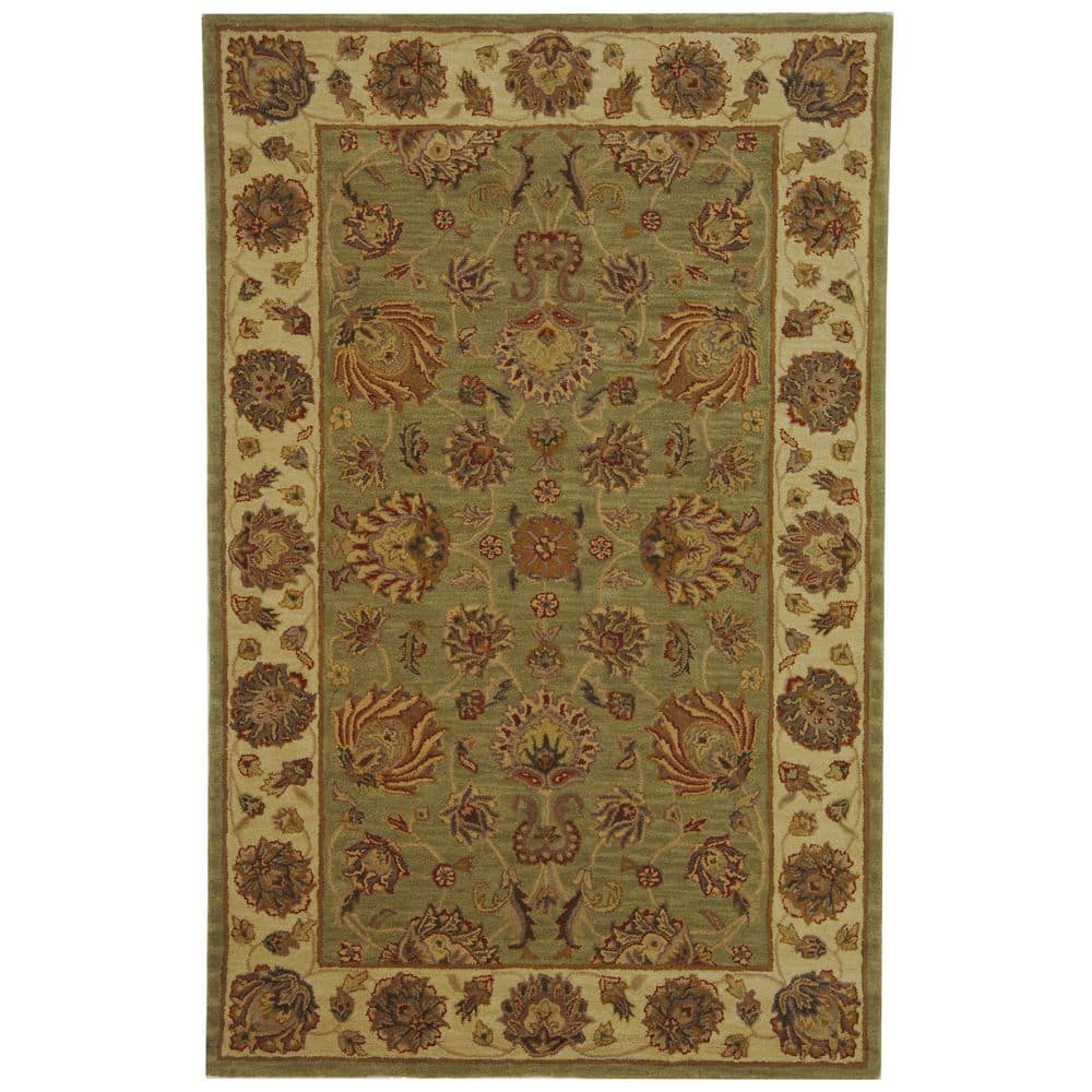 Heritage 5' x 8' Green and Gold Hand-Tufted Wool Area Rug