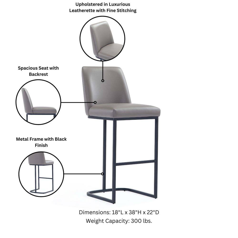 Serena Gray Leatherette Upholstered Metal Counter Stools, Set of 2