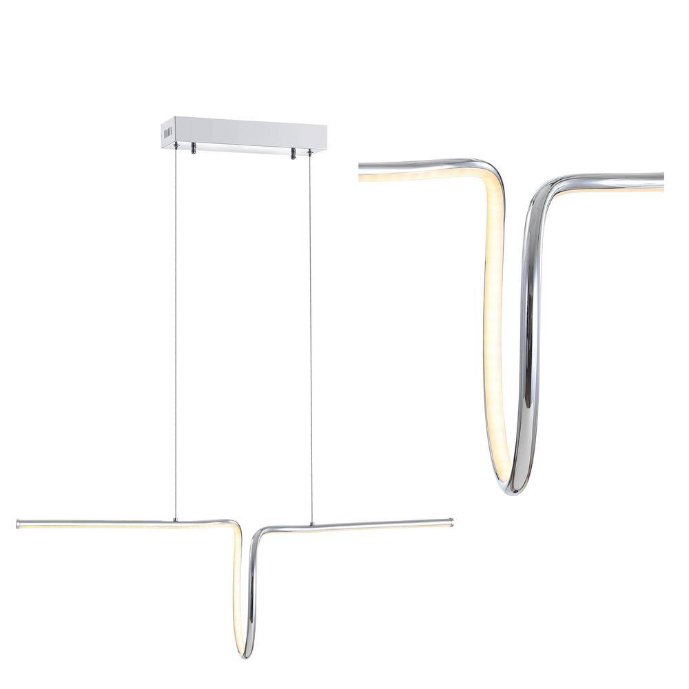 Ali 34.5" Chrome Contemporary Adjustable LED Island Pendant