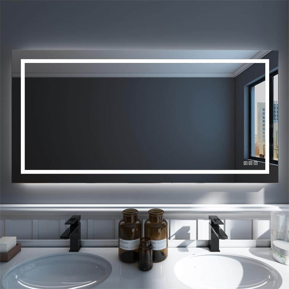 waterpar 60 in. W x 30 in. H Rectangular Frameless Wall Bathroom Vanity