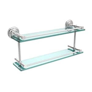 Que New 22 in. L x 8 in. H x 5 in. W 2-Tier Clear Glass Bathroom Shelf with Gallery Rail in Polished Chrome