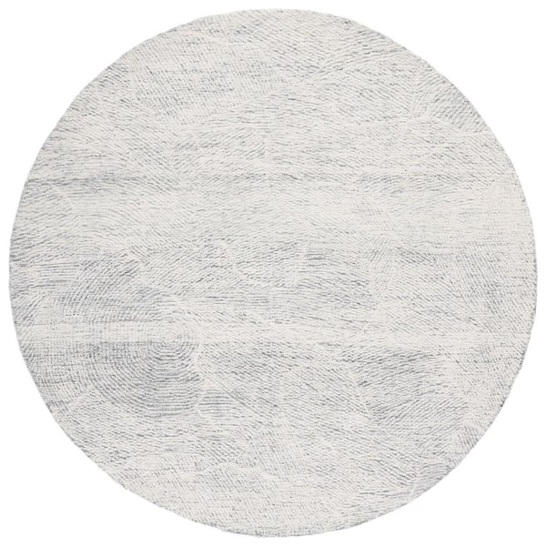 SAFAVIEH Metro Dark Grey/Ivory 4 ft. x 4 ft. Solid Color Abstract Round Area Rug