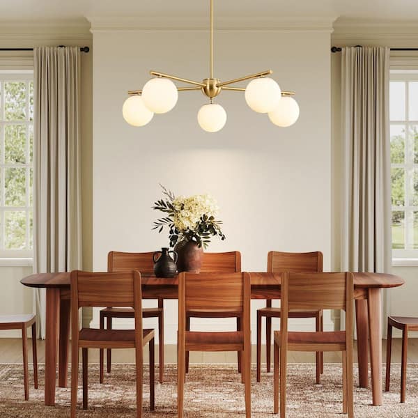 Rennnsan Serin 35.4 in. 5-Light Brass Sputnik Modern Chandelier