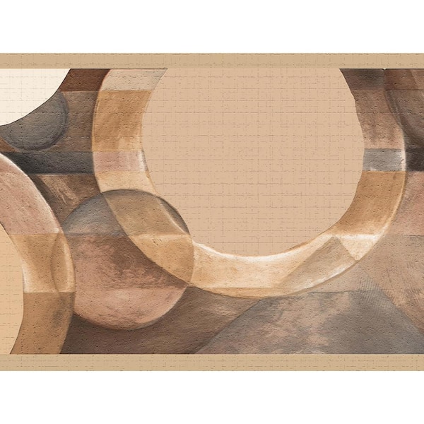 Dundee Deco Falkirk Dandy II Brown Beige Tan Circles Abstract Peel and Stick Wallpaper Border