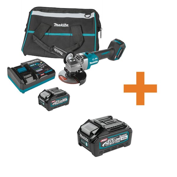 Makita 40V Max XGT Brushless Cordless 4-1/2/5 in. Angle Grinder with Electric Brake (4.0Ah) with Bonus XGT 4.0Ah Battery GAG01M1-BL4040 - The Home Depot