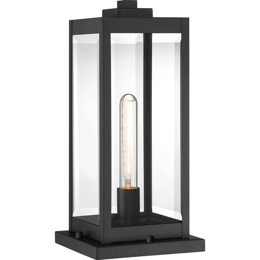 Westover Black Steel Outdoor Post Lantern with Glass Shade