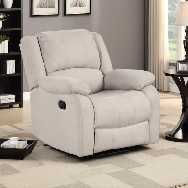 Chris Oatmeal Beige and Black Fabric Standard Recliner