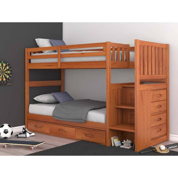 Os Home And Office Furniture Warm Honey, Discovery World Furniture Mission Stair Stepper Bunk Bed