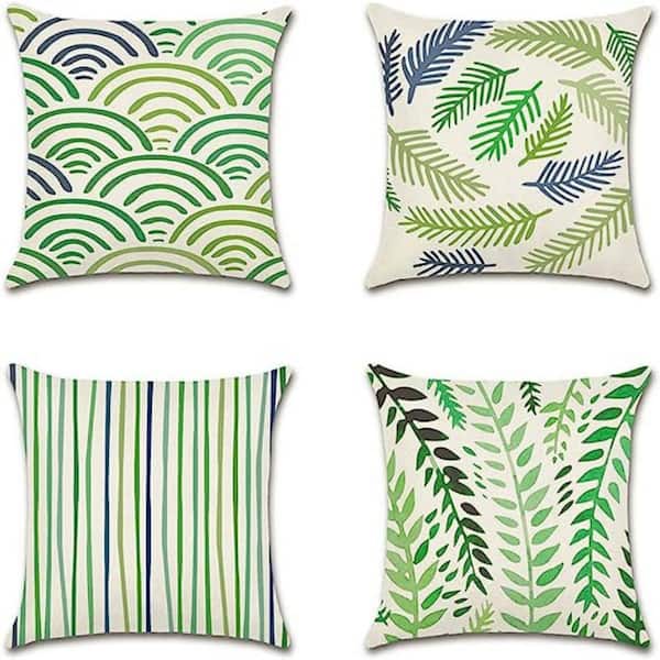 Unbranded 18 in. x 18 in. Decorative Outdoor Throw Pillow Covers Geometric Green Pattern Waterproof Cushion Covers (Set of 4)