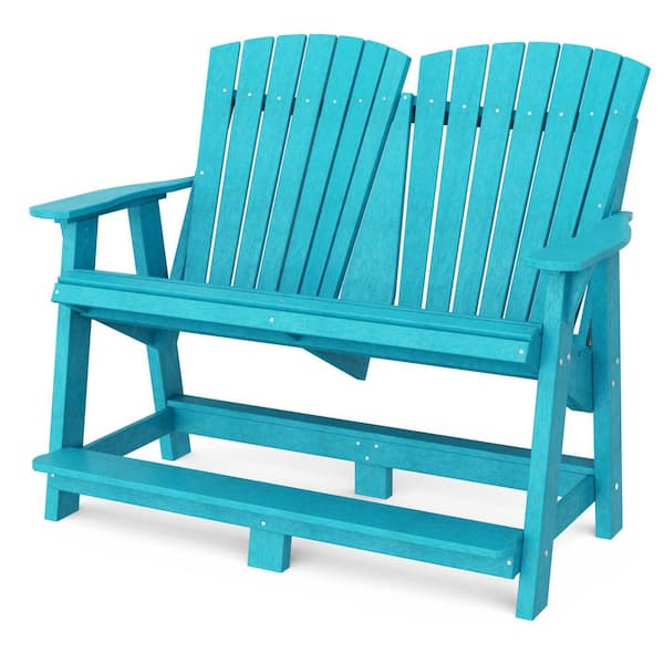 Wildridge Heritage Aruba Blue Plastic Outdoor Double High Adirondack Chair