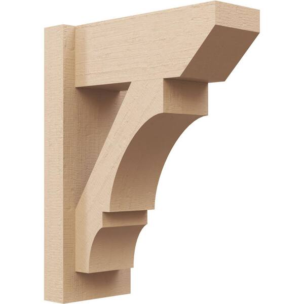 Ekena Millwork 6 in. x 18 in. x 14 in. Balboa Slat Rough Cedar Woodgrain Timberthane Polyurethane Outlooker, Primed Tan