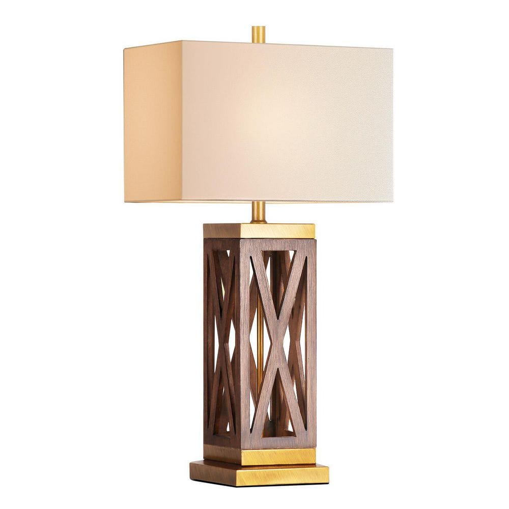 31.5 in. Large Brown Resin Table Lamp, Farmhouse Bedside Lamp End Lamp with Linen Shade LED Bulb for Living Room price history on PriceWatchPro