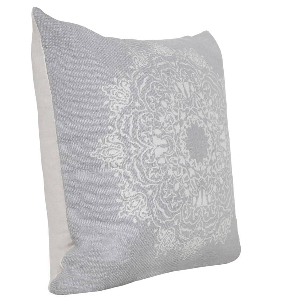 Bohemian Transitional Stonewashed 20" Square Mandala Medallion Cotton Throw Pillow