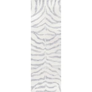 Zebra Stripes Gray 2 ft. 6 in. x 6 ft. Indoor Runner Rug