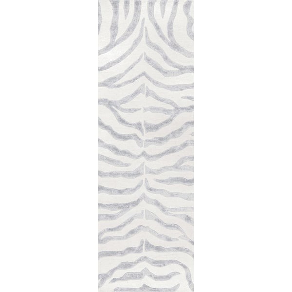 nuLOOM Zebra Stripes Gray 2 ft. 6 in. x 6 ft. Indoor Runner Rug