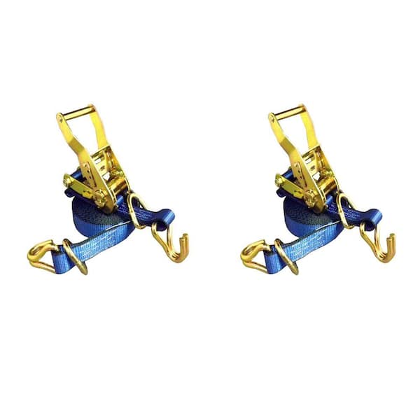 1 in. x 16 ft. Ratchet Tie-Down Strap with 3000 lbs. D-Ring Hook (2-Pack)
