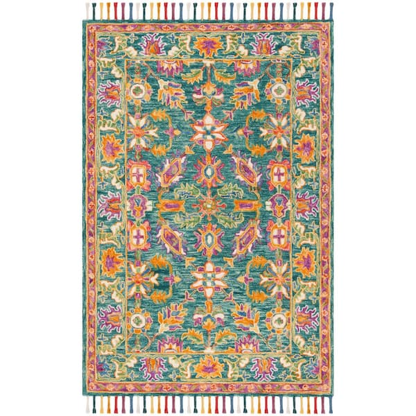 SAFAVIEH Aspen Turquoise/Purple 5 ft. x 8 ft. Border Area Rug