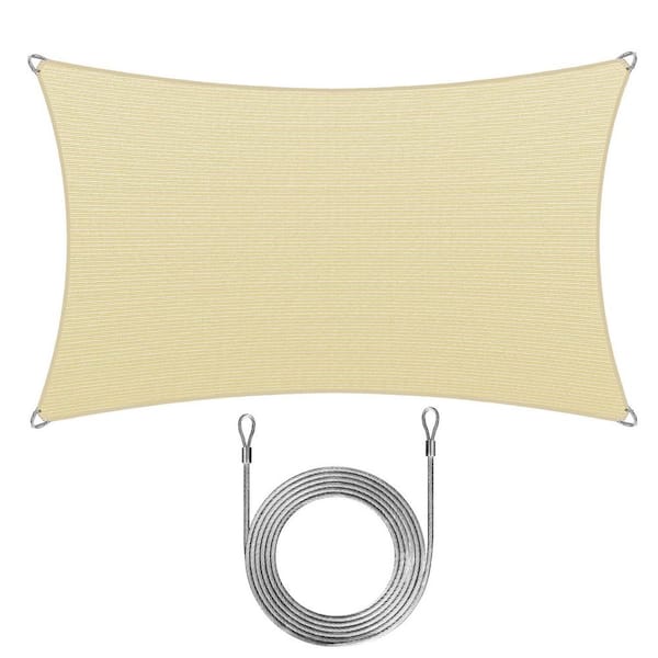 18 ft. x 20 ft. Rectangle Pro Ring Sun Shade Sail with Rope-Beige