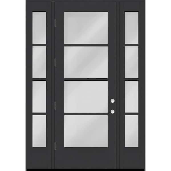 Legacy 68 in. x 96 in. Icon 4L Modern Clear Glass RHOS Black Fiberglass Prehung Front Door w/ 2-14 in.SL 6-9/16 in. Jamb
