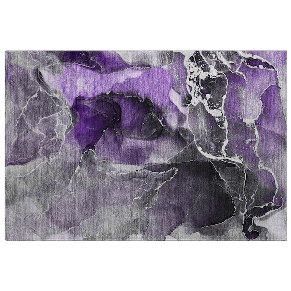 Dream Shag Premium Machine Washable Abstract ADS503 Purple 2 ft. x 3 ft. Accent Rug