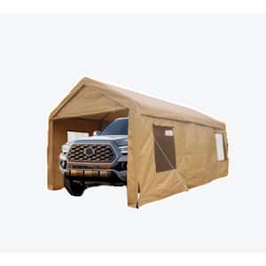 12 ft. W x 20 ft. D x 9 ft. H Heavy-Duty Outdoor Portable Carport Garage Iron Frame with Mesh Windows and Rolling Doors