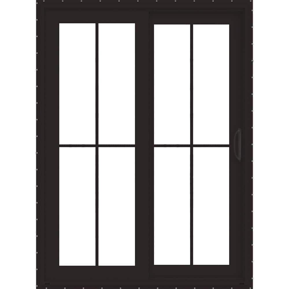 JELD-WEN V4500 60x80 Left-Hand Low-E Black Vinyl Double Prehung Patio Door w/ White Interior