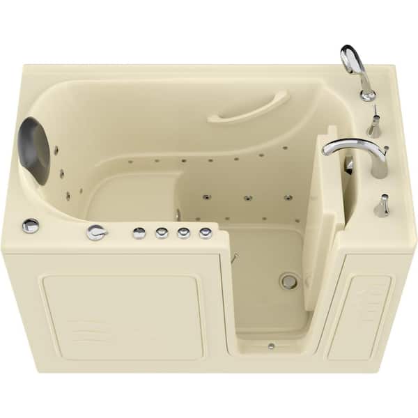 Universal Tubs Safe Premier 52.3 in. x 60 in. x 30 in. Right Drain Walk-in Air and Whirlpool Bathtub in Biscuit