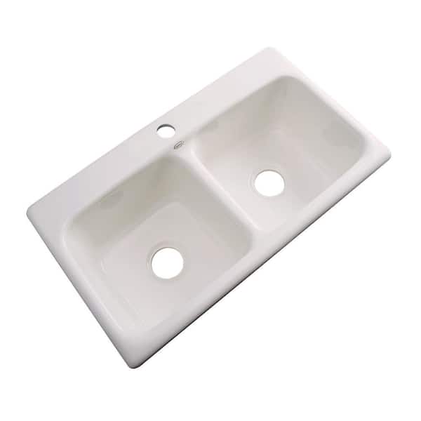 Thermocast Brighton Drop-In Acrylic 33 in. 1-Hole Double Bowl Kitchen Sink in Almond