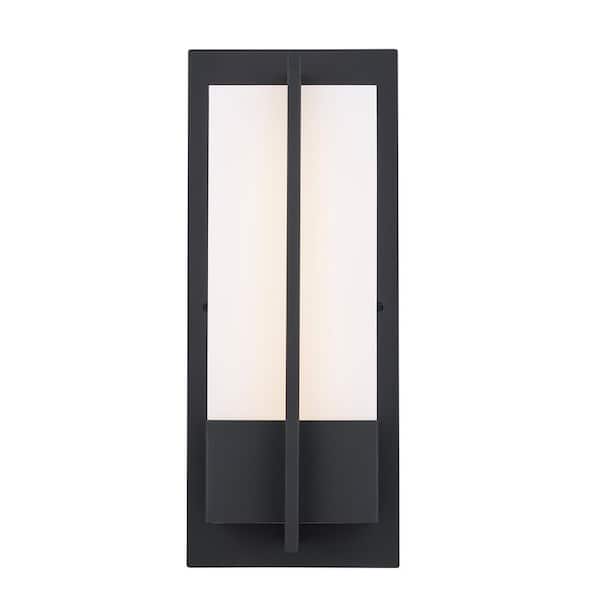 Bel Air Lighting Venue 16 in. Black Integrated LED Outdoor Wall Light Fixture with Acrylic Shade
