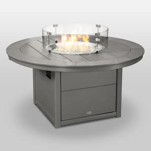 Slate Grey Square 48 in. Plastic Propane Outdoor Patio Fire Pit Table