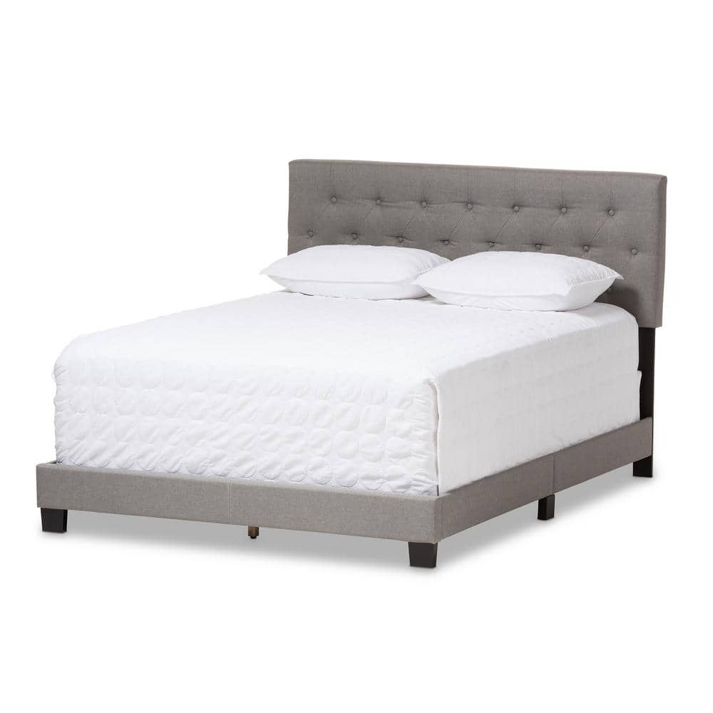 Baxton Studio Cassandra Gray Fabric Upholstered Queen Bed, Grey and Black -  28862-7458-HD