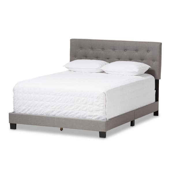 Baxton Studio Cassandra Gray Fabric Upholstered Queen Bed 28862