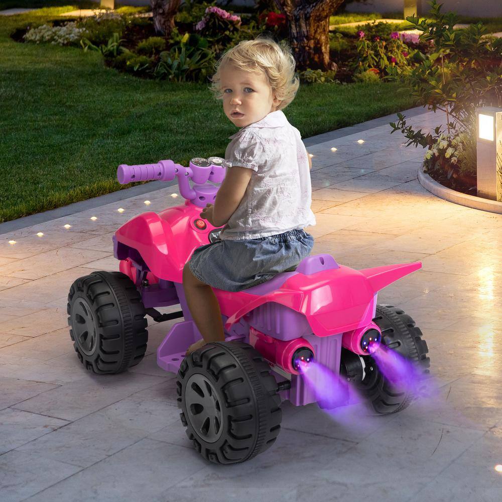 Pink 6V Kids Ride-On Quad with LED Lights and Music