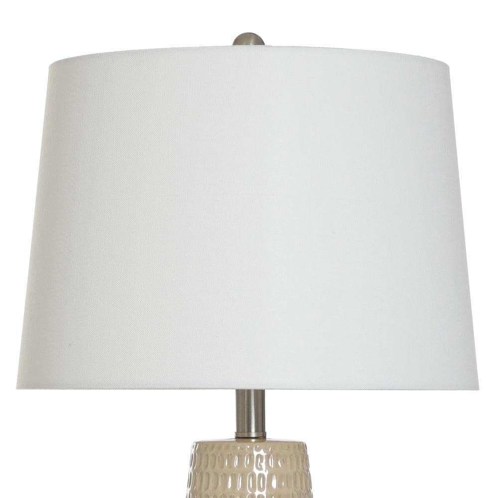 Cream Ceramic Table Lamp with Off-White Shade